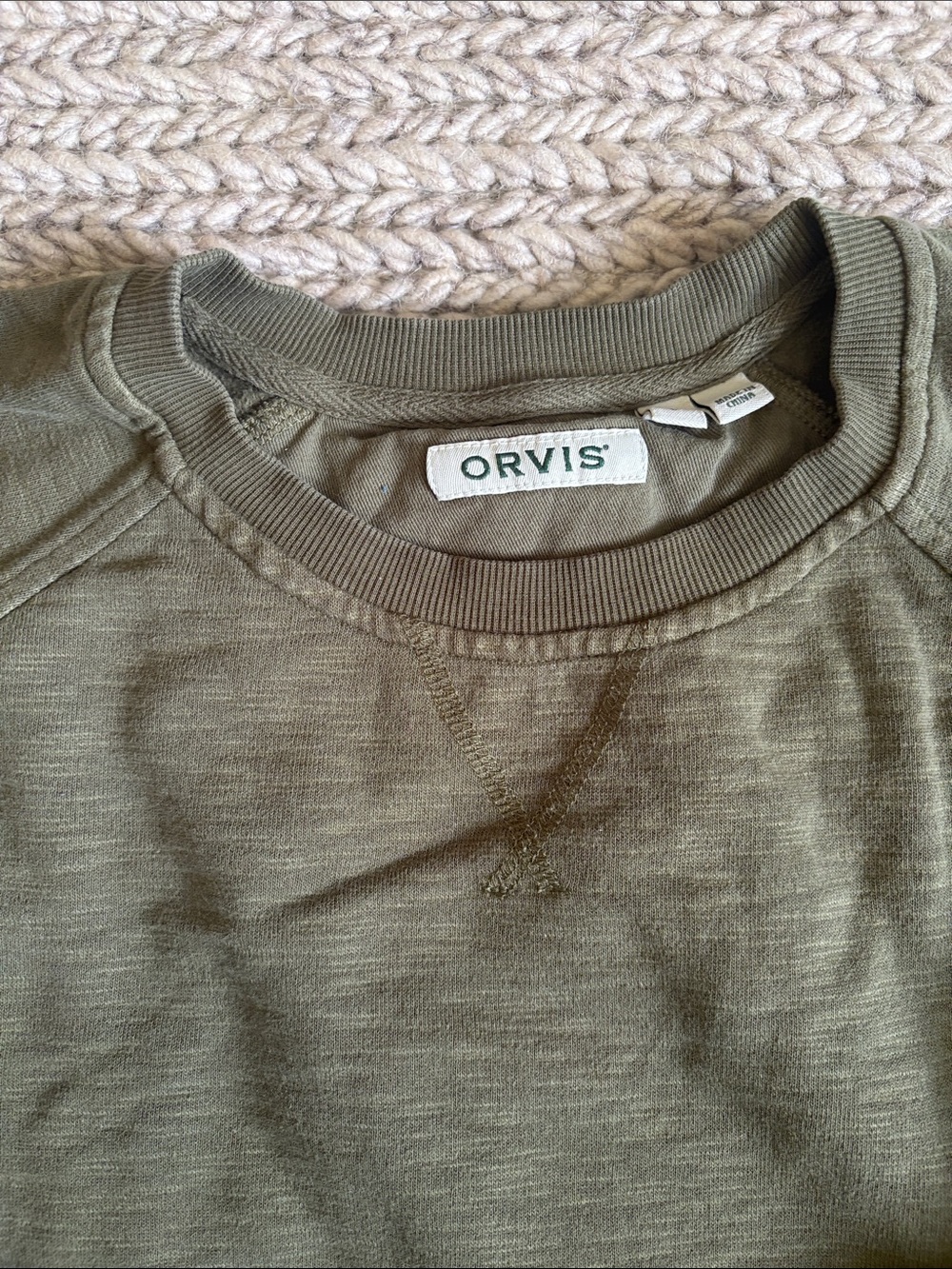Orvis Woman’s Olive Green Crewneck Sweatshirt